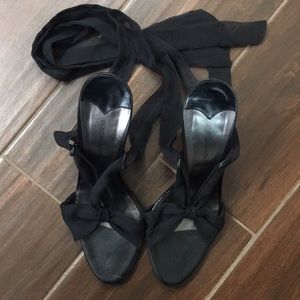 BCBG MAX AZRIA gladiator style chiffon wrap heels!